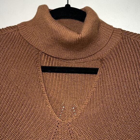 Chico’s womens sz 2 (12) cutout turtleneck sweater long sleeve brandy brown NWT - Picture 5 of 14